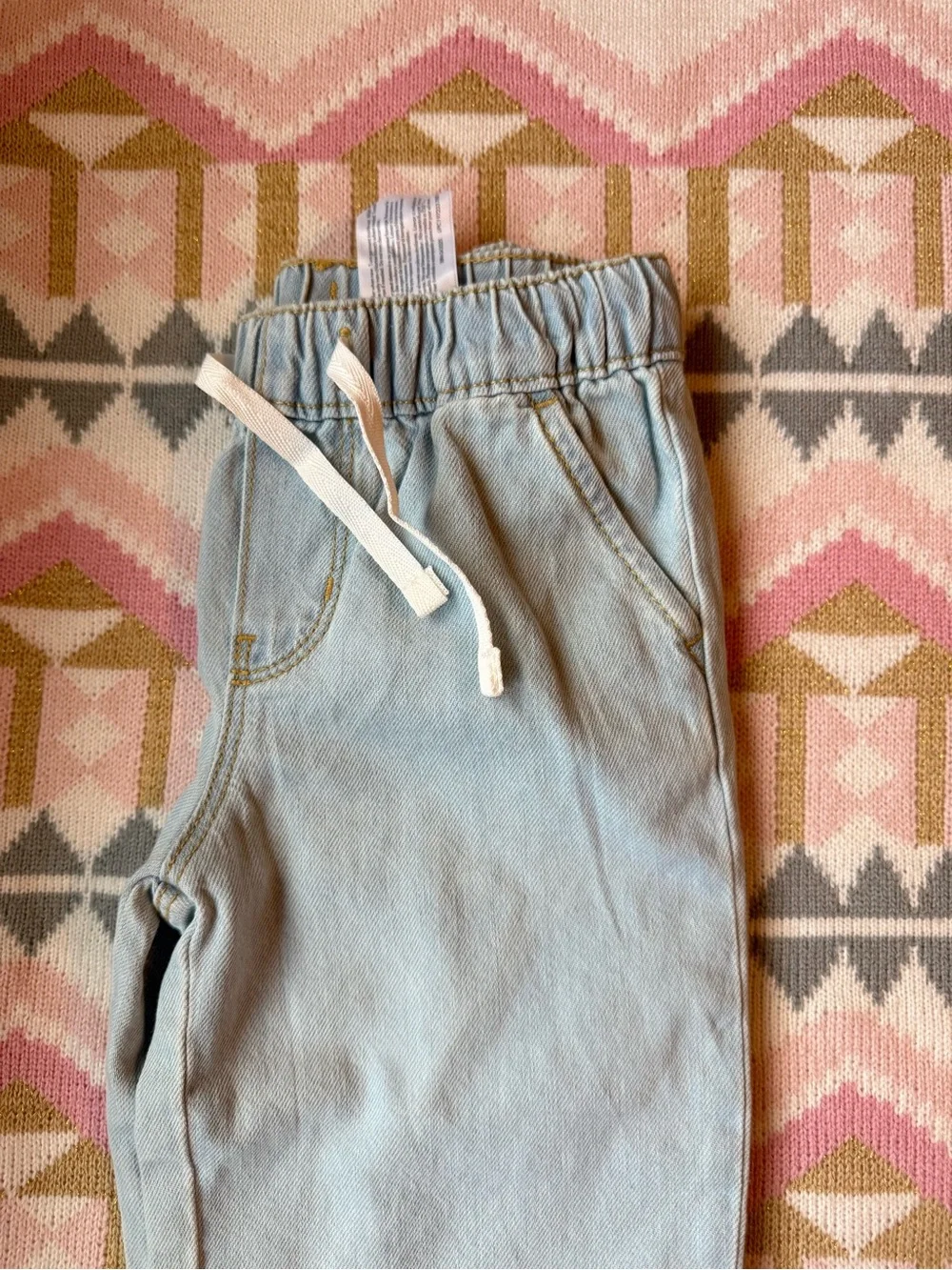 OshKosh B'gosh Light Blue Pull-On Jeans with Patch Accents